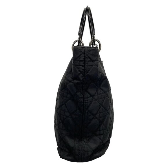 DIOR/ChristianDior Cannage Stitch-Black Nylon PatentLeather Tote Bag 606-072125 - Picture 4 of 14